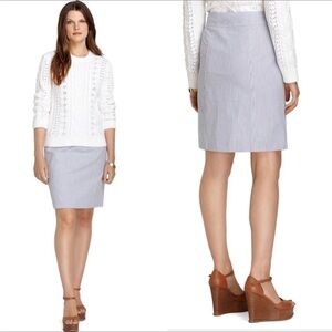 Brooks Brothers “346” blue and white stripe seersucker pencil skirt Size 10P